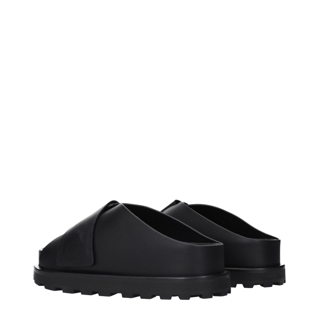 Black Leather Slippers