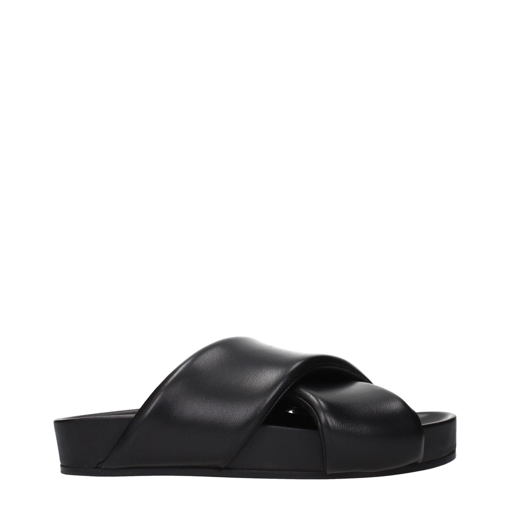 Black Leather Slippers