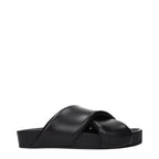 Black Leather Slippers