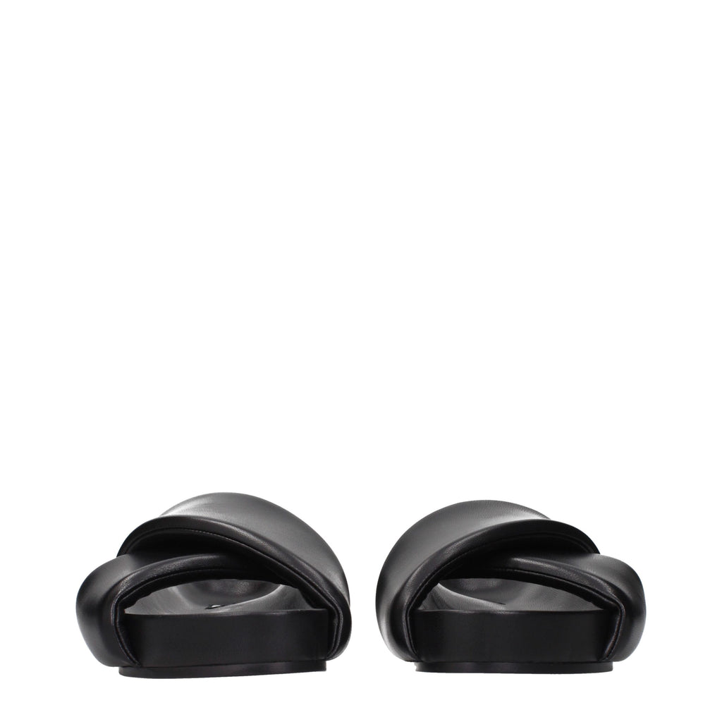 Black Leather Slippers