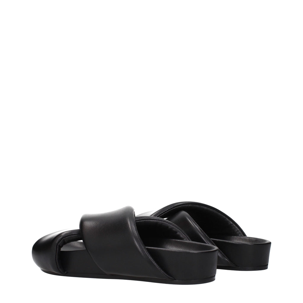 Black Leather Slippers
