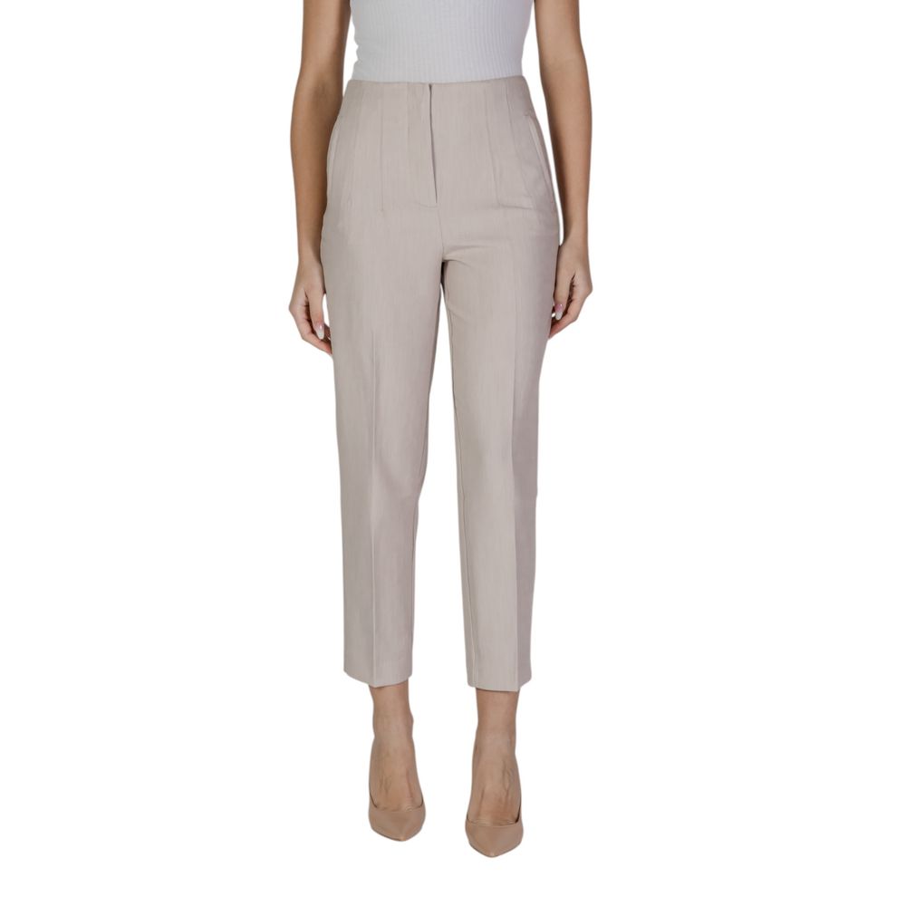 Beige Recycled Polyester Casual Pants
