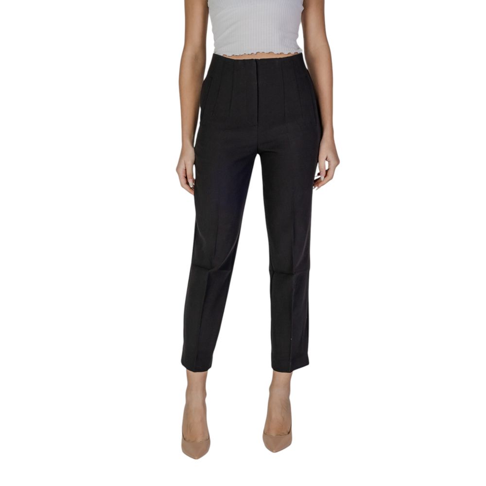 Black Recycled Polyester Casual Pants