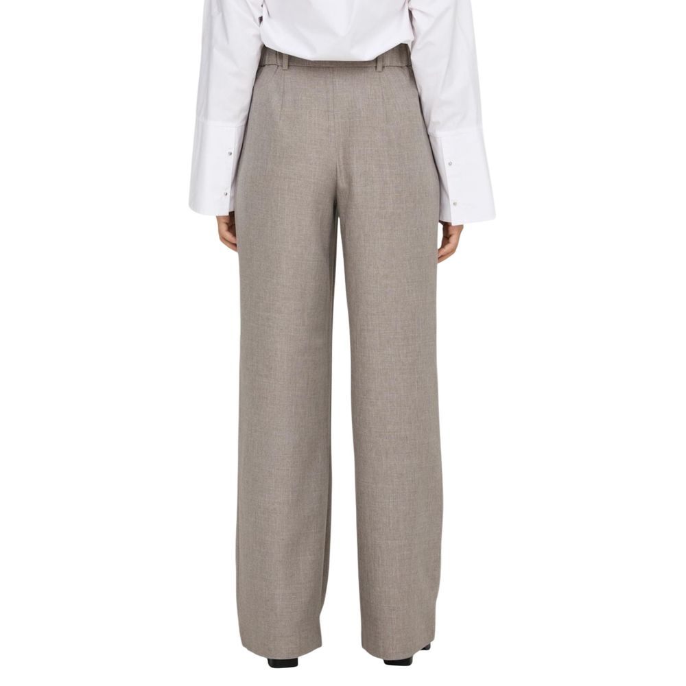Beige Polyester Dress Pants