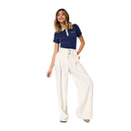Cream Polyester Dress Pants