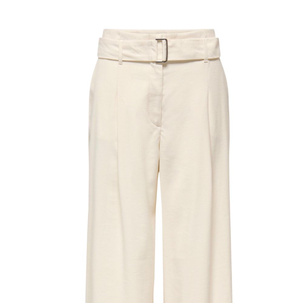 Cream Polyester Dress Pants