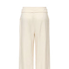 Cream Polyester Dress Pants