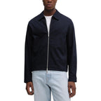 Blue Cotton Full-Length Jacket