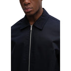 Blue Cotton Full-Length Jacket