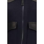 Blue Wool Oves Aries Leather Jacket