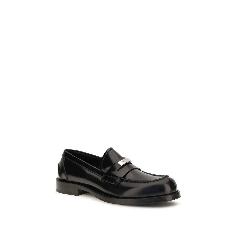 Black Calf Leather Bos Taurus Slip-On Loafers