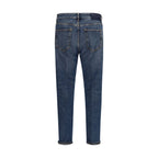 Blue Cotton Straight-Leg Jeans