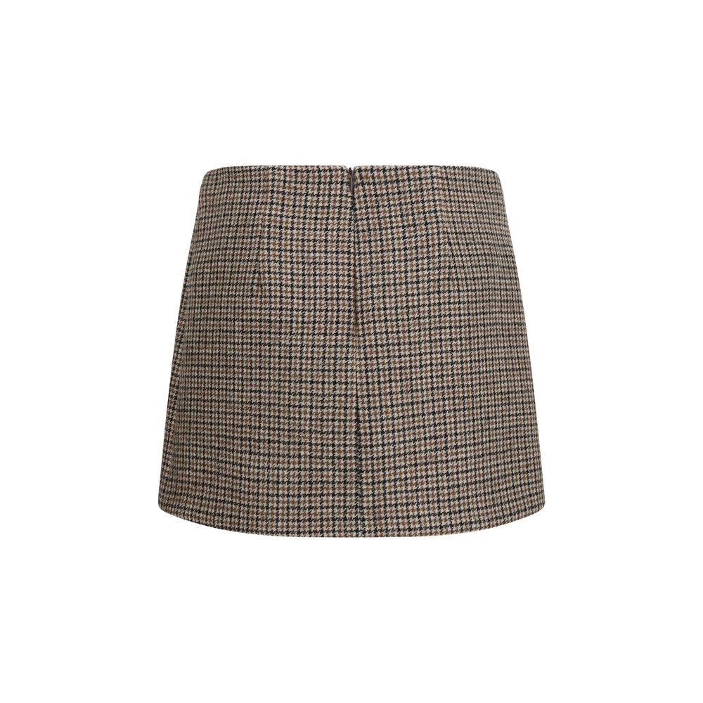 Brown Wool Oves Aries Mini Skirt