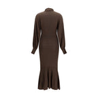 Brown Silk Casual Dress