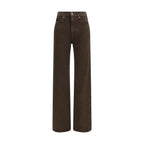 Brown Cotton Straight-Leg Jeans