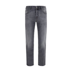 Gray Cotton Straight-Leg Jeans