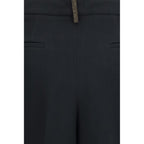 Black Acetate Casual Pants