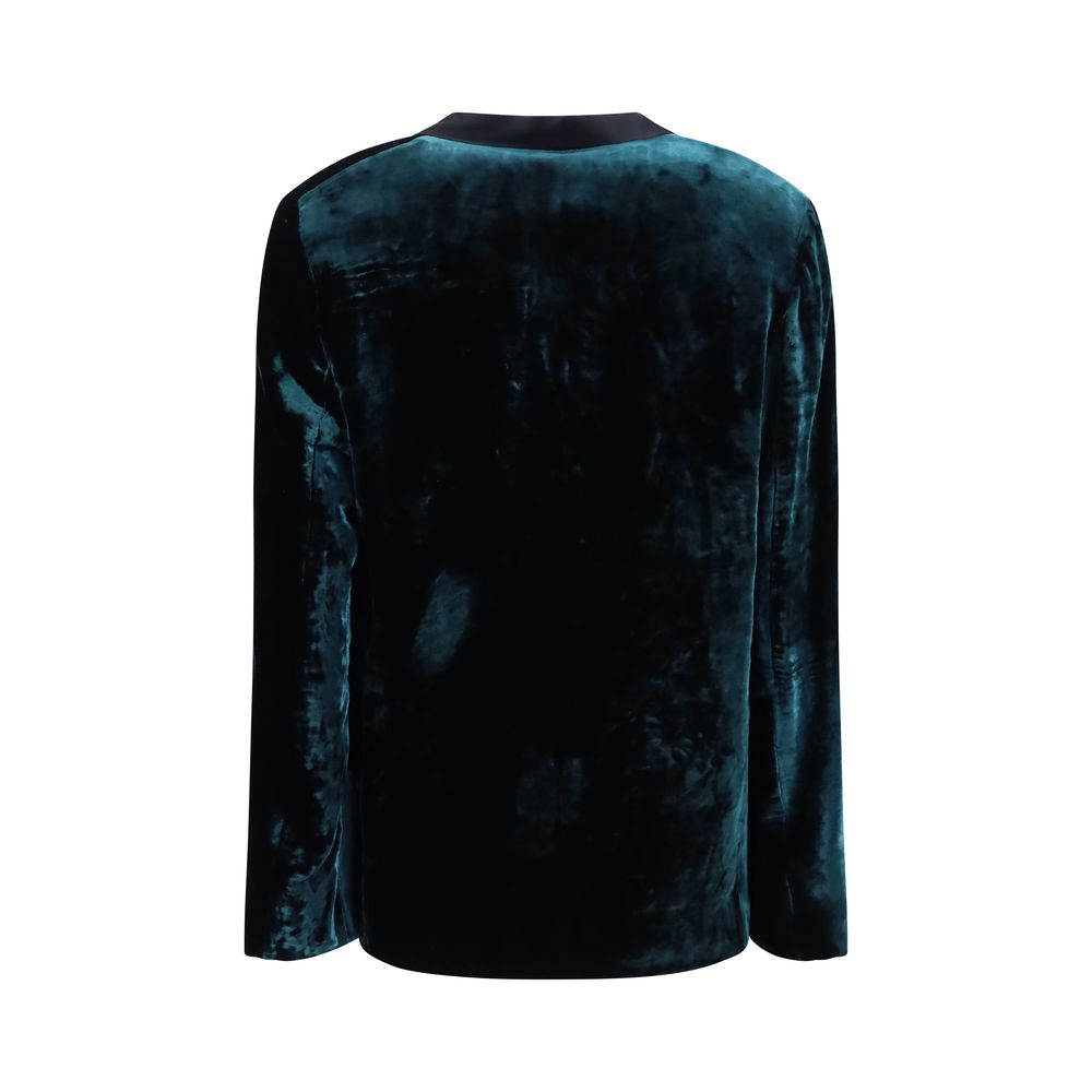 Bicolor Viscose Full-Length Jacket