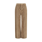 Brown Cotton Casual Pants