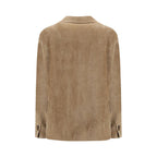 Beige Viscose Full-Length Jacket