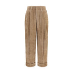 Brown Viscose Casual Pants