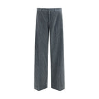 Gray Cotton Casual Pants
