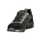 Black Polyester Athletic Sneakers