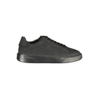 Black Polyester Athletic Sneakers