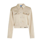 Beige Polyester Full-Length Jacket