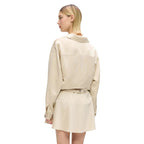 Beige Polyester Full-Length Jacket