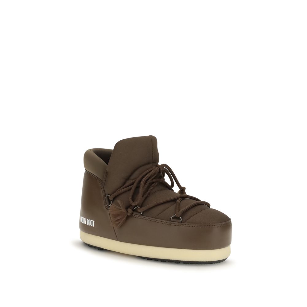 Brown Polyester Lace-Up Boots