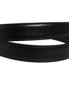 Black Classic Leather Gold Tone Buckle Belt