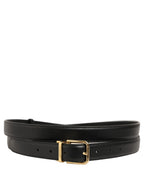 Black Leather Double Wrap Metal Buckle Belt