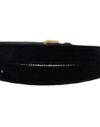 Dark Blue Velvet Gold Tone Metal Buckle Belt