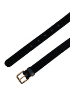 Dark Blue Velvet Gold Tone Metal Buckle Belt
