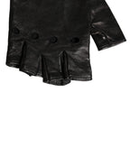 Black Embellished Wrist Length Fingerless Gloves