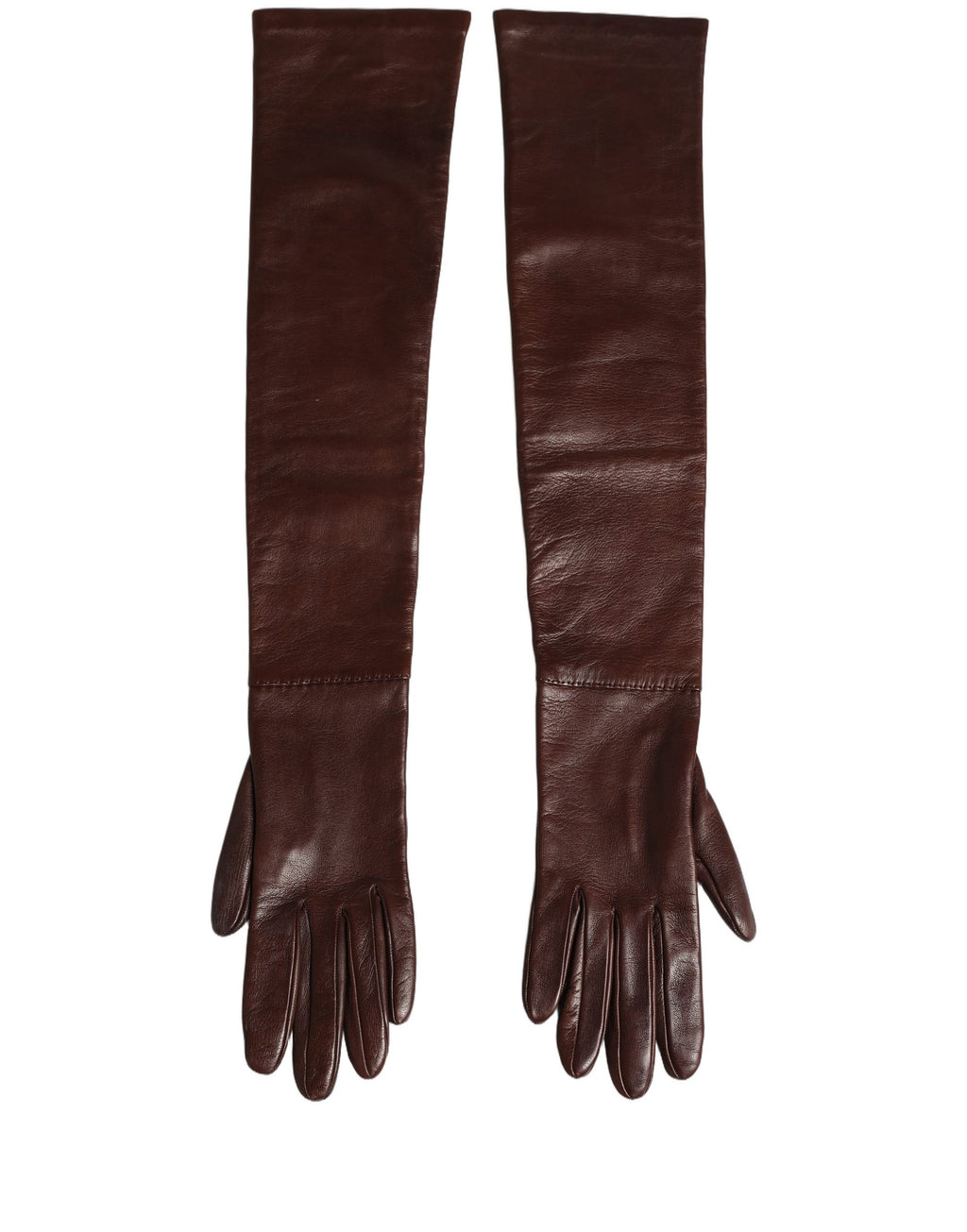 Brown Genuine Leather Long Elbow Length Gloves