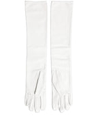 White Genuine Leather Embossed DG Logo Gloves