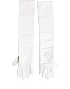 White Genuine Leather Embossed DG Logo Gloves