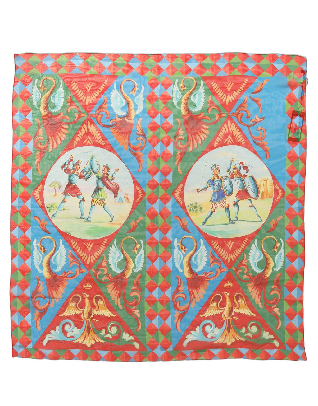 Multicolor Silk Printed Square Foulard Scarf