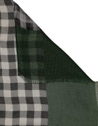 Green White Napoli Silk Gingham Shawl Scarf
