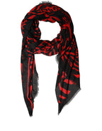 Black Red Printed Modal Neck Shawl Scarf
