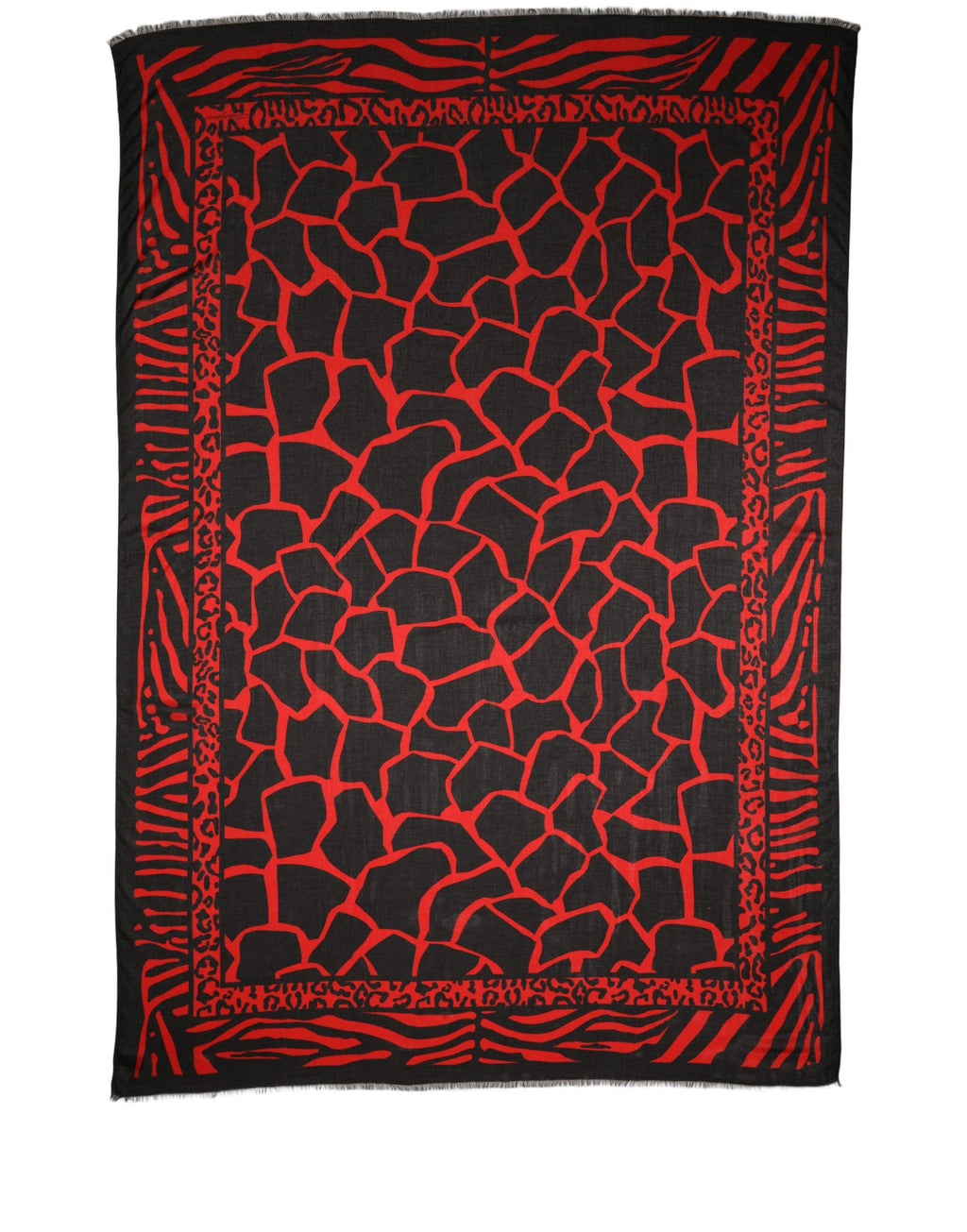 Black Red Printed Modal Neck Shawl Scarf