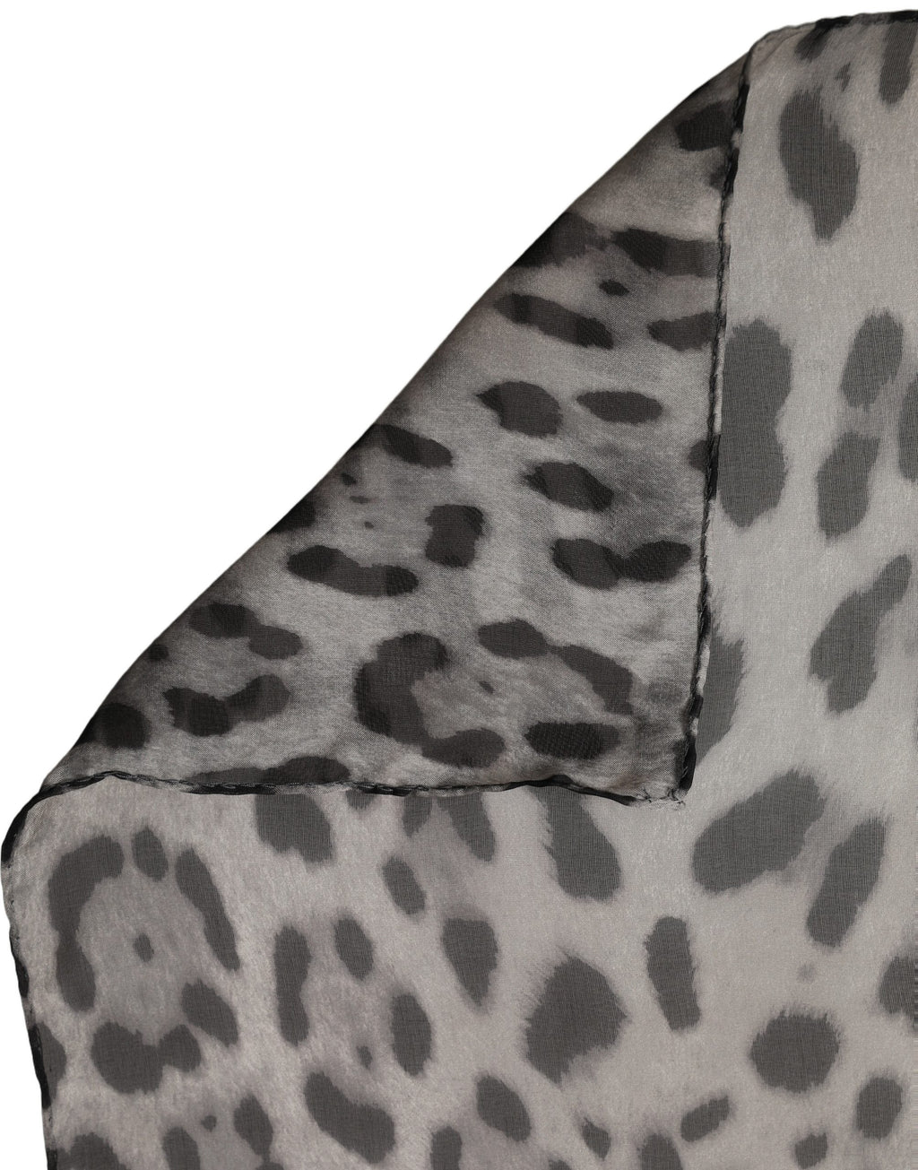 Gray Leopard Print Silk Square Foulard Scarf