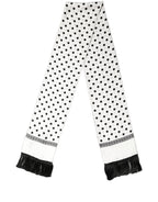 White Black Polka Dot Fringed Shawl Scarf