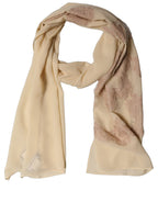 Light Beige Ornate Lace Neck Shawl Scarf
