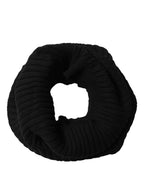Black Cashmere Ribbed Knit Neck Warmer