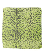 Green Leopard Print Silk Square Foulard Scarf