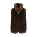 Brown Polyester Sleeveless Jacket