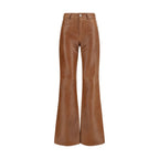Brown Lambskin Flared Pants